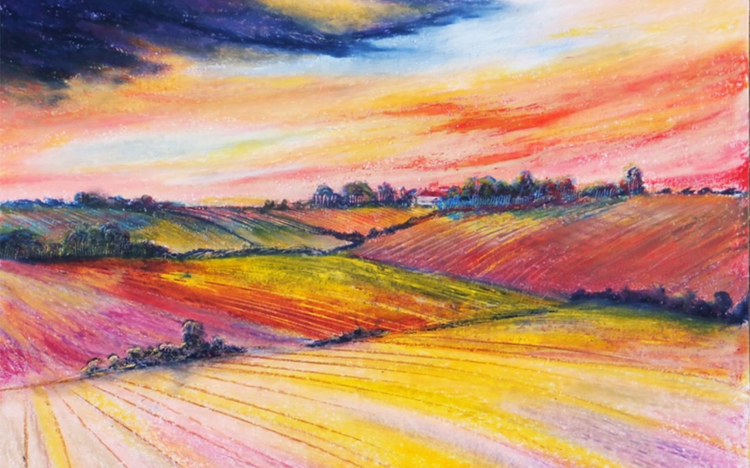 Red Sky over the fields