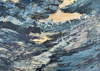 painted en plein air. note there actual sand stuck at top of the work